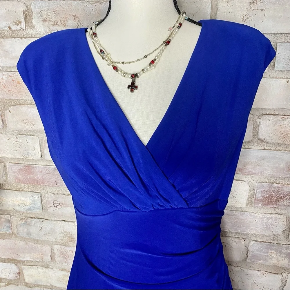 NWT Lauren Ralph Lauren Cobalt Blue Faux Wrap Dress - Picture 12 of 12